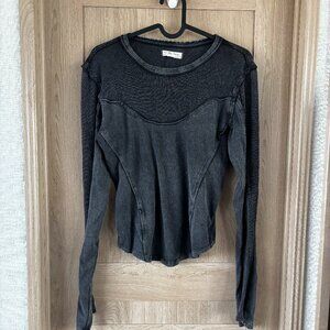 Free People Grey Long Sleeve Top Size M Mesh Boho
